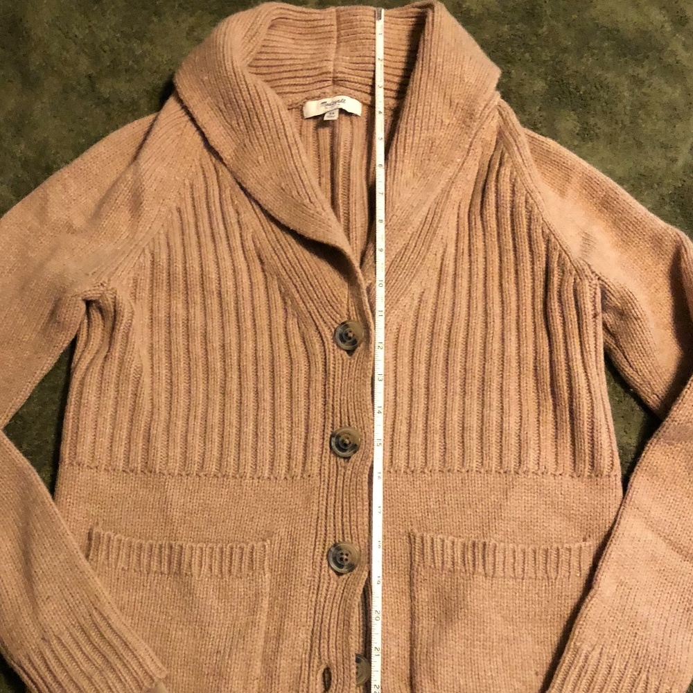 Madewell rolled neck sweater tan cardigan xs wool